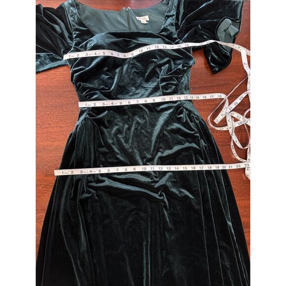 AW Bridal Green Velvet Maxi Dress Size 6 Flutter Sleeve Forest Fairy Bridesmaid - Picture 8 of 13